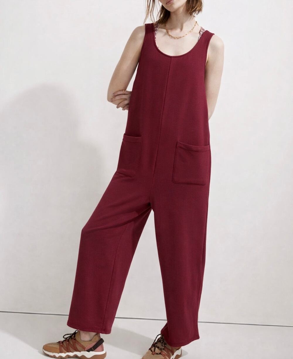MADEWELL Superbrushed Pull On Lounge Jumpsuit Vinage Mullberry Large L